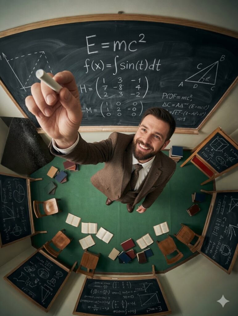 Portrait Élégant d&rsquo;un Homme dans une Salle de Classe